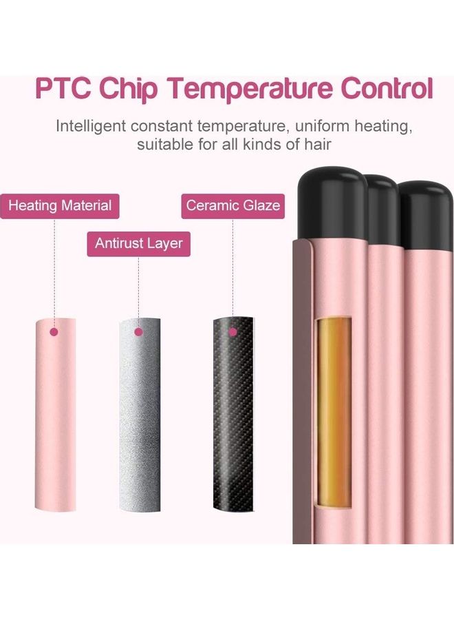 NIBEMINENT 3 Barrel Anion Hair Curling Iron 25mm With Temperature Control Black/Pink - Image 2
