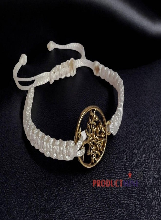 PRODUCTMINE سوار مكرمية أبيض بتصميم شجرة الحياة من PRODUCTMINE®، سوار معصم قابل للتعديل، سوار صداقة للنساء والرجال، لطيف على البشرة - Image 3