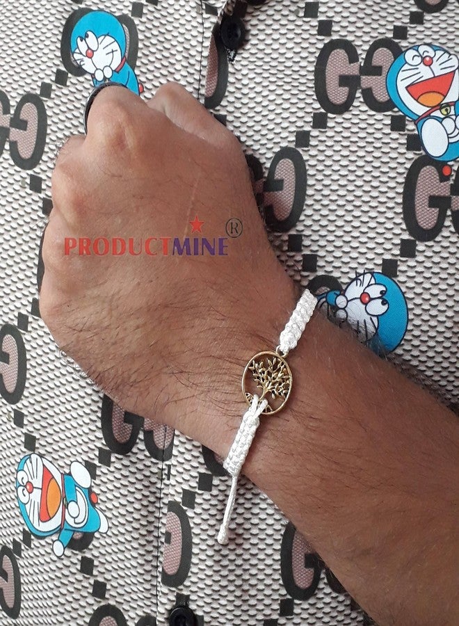 PRODUCTMINE سوار مكرمية أبيض بتصميم شجرة الحياة من PRODUCTMINE®، سوار معصم قابل للتعديل، سوار صداقة للنساء والرجال، لطيف على البشرة - Image 5