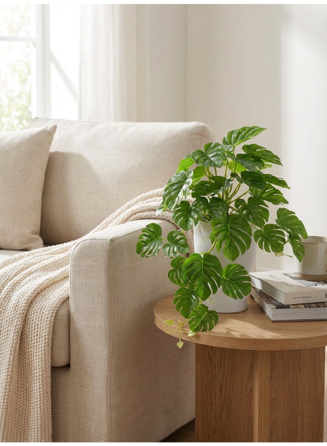 Noon East Monstera 45cm Tall Artificial Plant with Pot | Desk Plant with Lifelike Design & Texture - Green | Decorative Natural Texture Plant for Home, Living Room, Study & Office spaces - Image 4