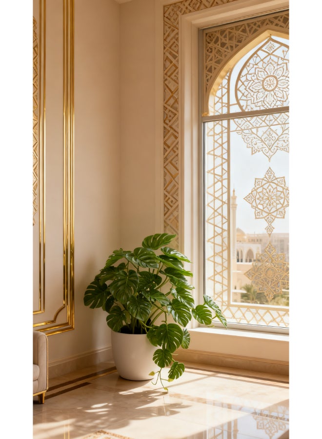 Noon East Monstera 45cm Tall Artificial Plant with Pot | Desk Plant with Lifelike Design & Texture - Green | Decorative Natural Texture Plant for Home, Living Room, Study & Office spaces - Image 5