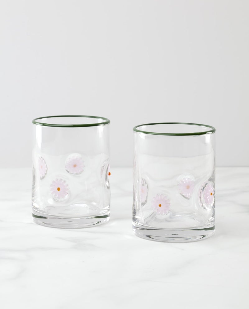 Oneida Glassware, 24 Seven First Bloom Flower, Set of 2, 12-Ounce Capacity, Made of Glass, Dishwasher Safe Tumbler, Drinking Glasses Set, Home and Kitchen, Clear Glasses, Glass Cups (Clear, 2 Pieces) - Image 2