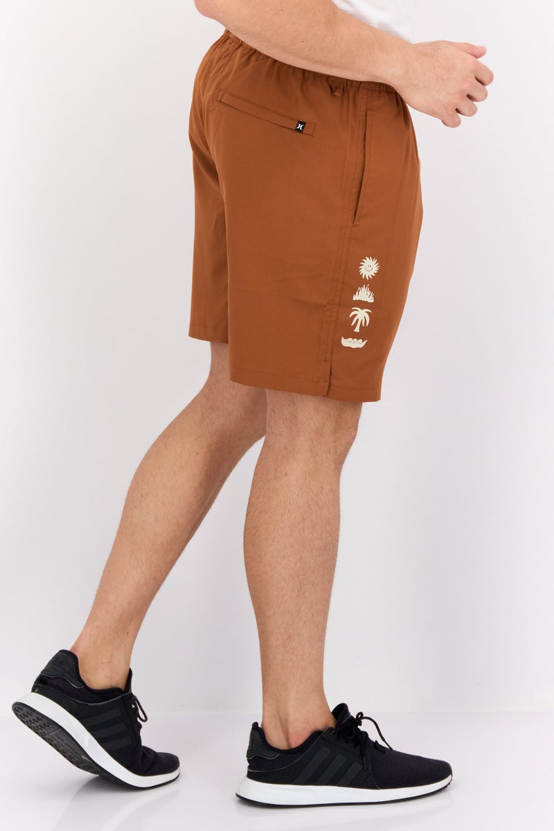 Hurley Men Sportswear Fit 7 Length Training Shorts, Bright Brown - Image 3
