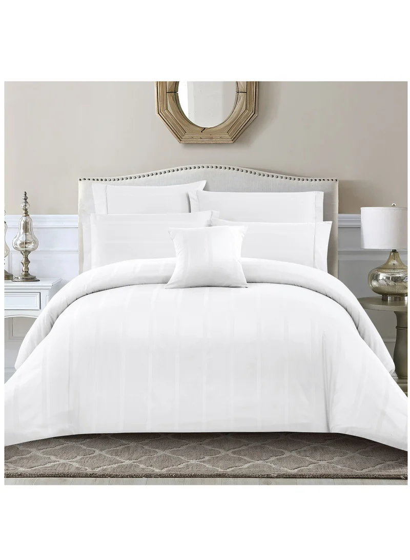 Donetella Cotton Duvet Set 7-Pcs King Size Hotel Style Bedding Set With Zipper Closure Bed Cover And Corner Ties(Without Filler),White
