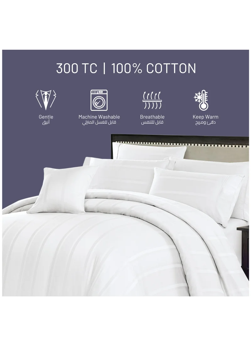 Donetella Cotton Duvet Set 7-Pcs King Size Hotel Style Bedding Set With Zipper Closure Bed Cover And Corner Ties(Without Filler),White