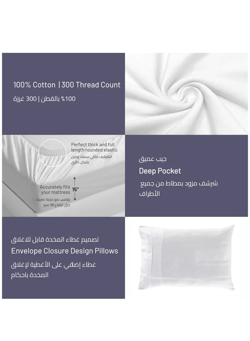 Donetella Cotton Duvet Set 7-Pcs King Size Hotel Style Bedding Set With Zipper Closure Bed Cover And Corner Ties(Without Filler),White