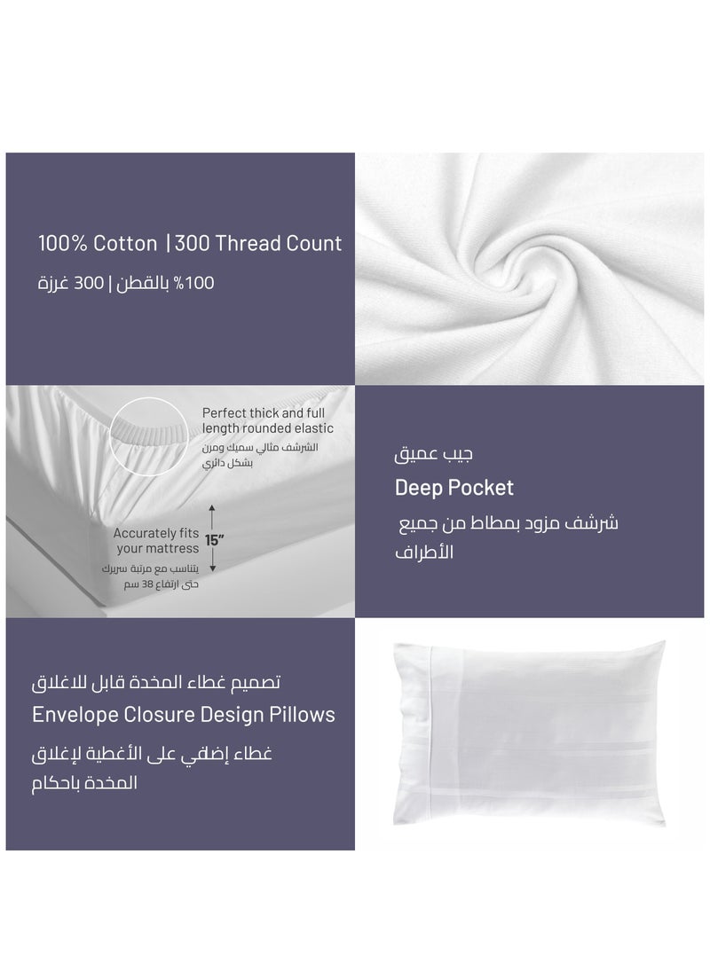 Donetella Cotton Duvet Set 7-Pcs King Size Hotel Style Bedding Set With Zipper Closure Bed Cover And Corner Ties(Without Filler),White  - Image 4