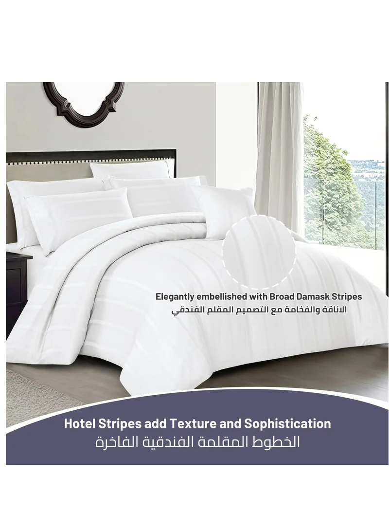 Donetella Cotton Duvet Set 7-Pcs King Size Hotel Style Bedding Set With Zipper Closure Bed Cover And Corner Ties(Without Filler),White