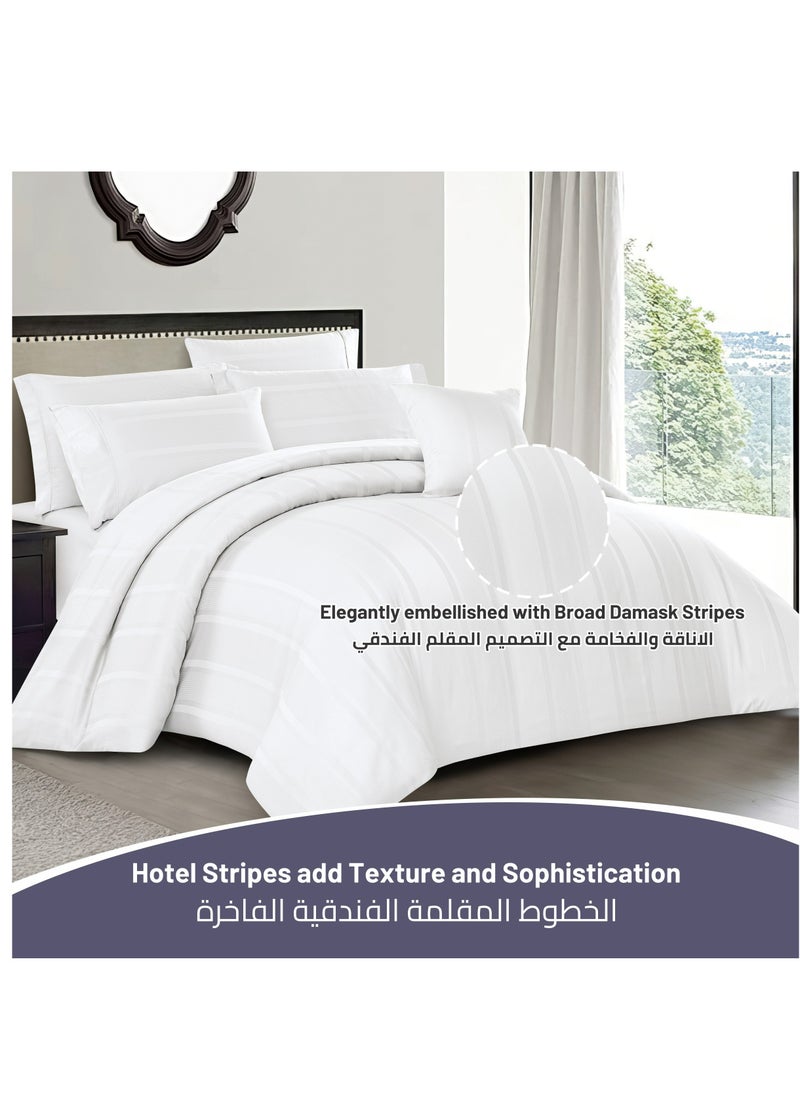 Donetella Cotton Duvet Set 7-Pcs King Size Hotel Style Bedding Set With Zipper Closure Bed Cover And Corner Ties(Without Filler),White  - Image 2