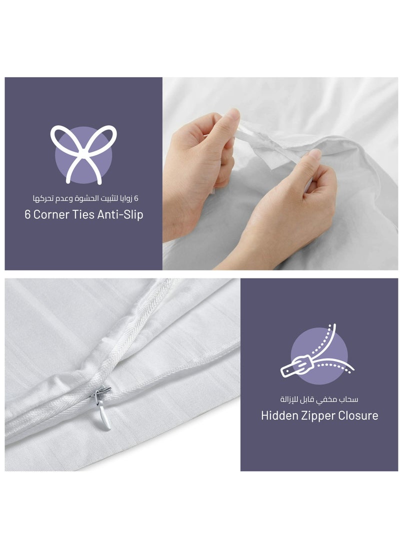 Donetella Cotton Duvet Set 7-Pcs King Size Hotel Style Bedding Set With Zipper Closure Bed Cover And Corner Ties(Without Filler),White  - Image 5