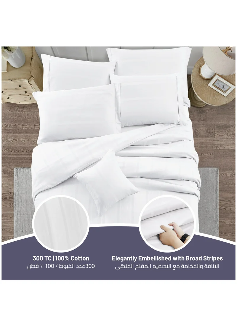 Donetella Cotton Duvet Set 7-Pcs King Size Hotel Style Bedding Set With Zipper Closure Bed Cover And Corner Ties(Without Filler),White