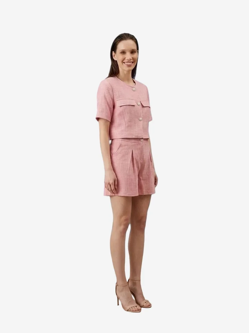 My Fashion Blush Pink MY FASHION Cotton Poplin Shirt and Shorts Set for Women | Best Price UAE