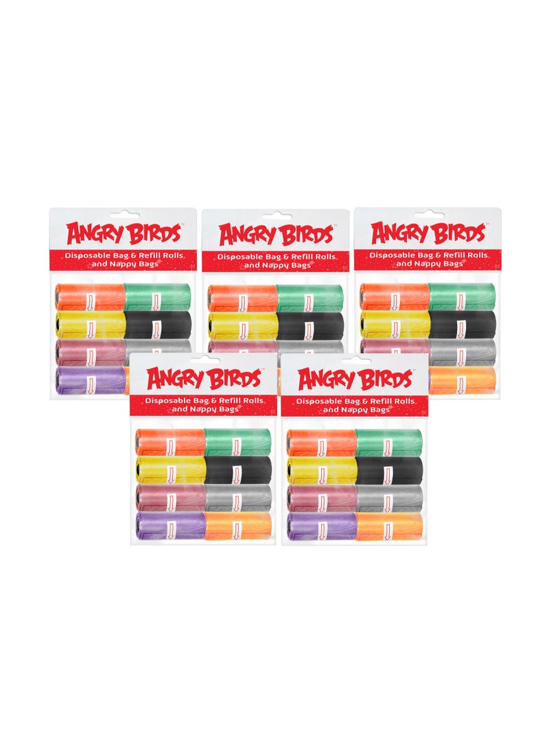 Angry Bird Angry Bird Bag and Refill 8 Rolls Pack of 5 800 Bags, Baby Nappy bag, Pet waste bag, Scented Diaper bag, Trash bag, Garbage bag, Colorful Plastic bag, sacks  - Image 1