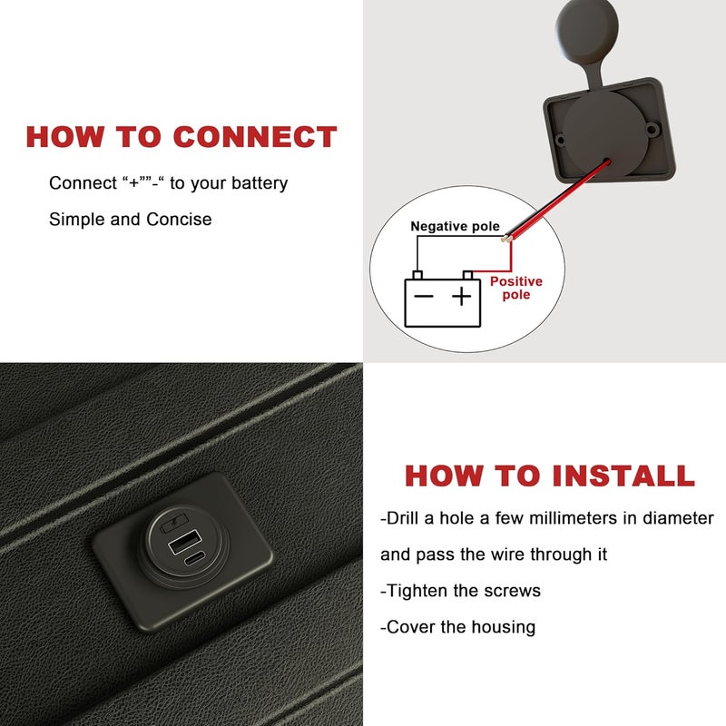 DAMAVO 12 Volt USB Outlet Power Socket - Image 5