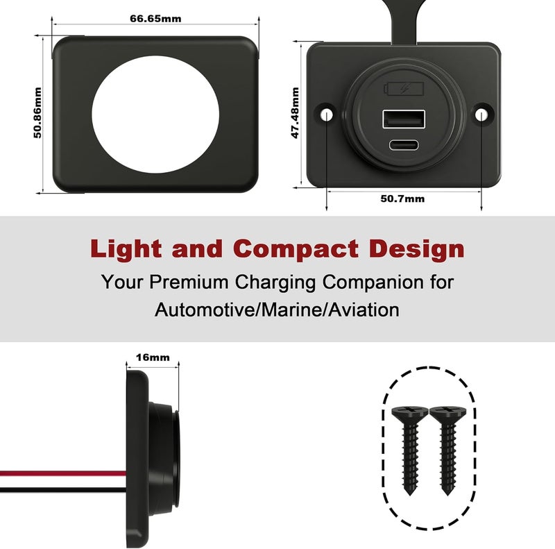DAMAVO 12 Volt USB Outlet Power Socket - Image 4