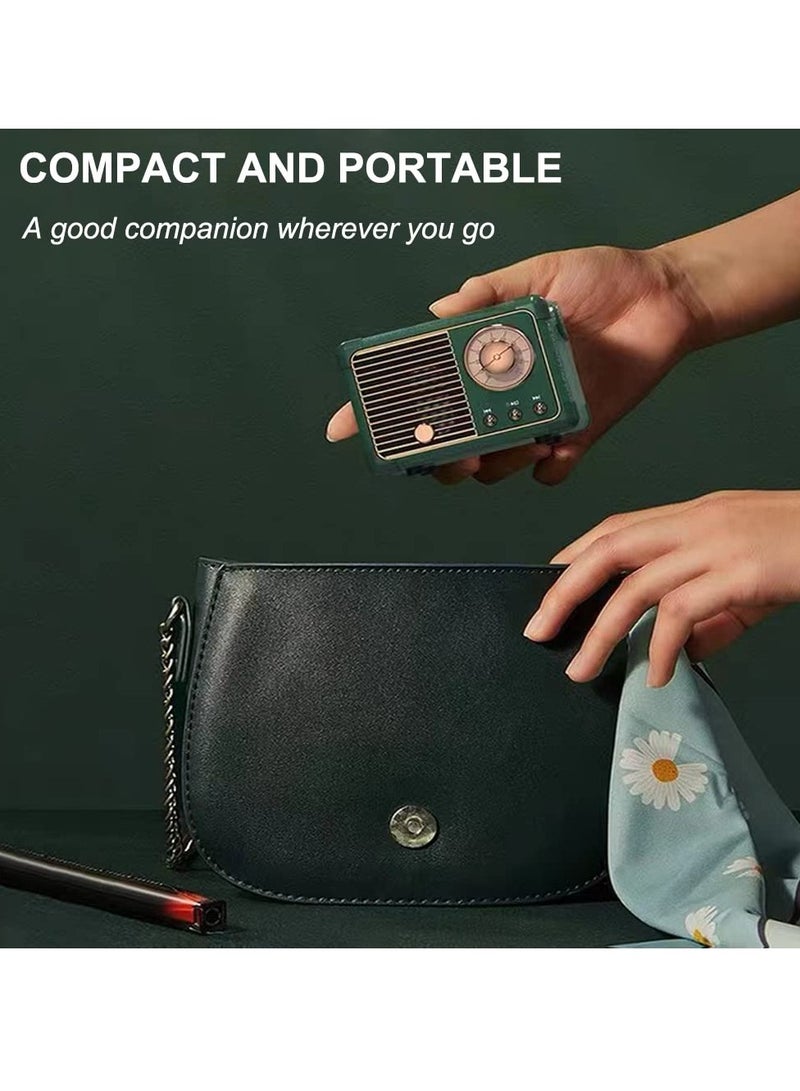 SOLARAE مكبر صوت بلوتوث صغير مكبر صوت لاسلكي، محمول في الهواء الطلق مع صوت ستيريو واضح للغاية وقاعدة غنية، تصميم قديم لجهاز آيفون، أجهزة أندرويد والتابلت باللون الأخضر - Image 5