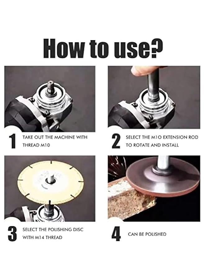 Angle Grinder Extension Connecting Rod, Stainless Steel Angle Grinder Extension Shaft Multipurpose Thread Rotary Polisher Extension Shaft with Flange Lock Nut (B) - Image 2