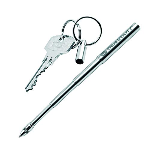 TRUE TelePen Stainless Steel Telescoping Utility Keychain Ballpoint Pen: Smallest Pocket Penwith Ink Refills, Coolest Accessories, Dad Gadget - Image 1