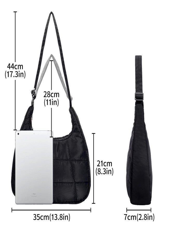 Rancco Puffer Crescent Shoulder Bag for Women, Nylon Quilted Tote Bags with Adjustable Shoulder Straps, Lightweight Carryall Shoulder Bag, Large Capacity Hobo Purse, Crossbody Bag for Shopping & Work - Image 2