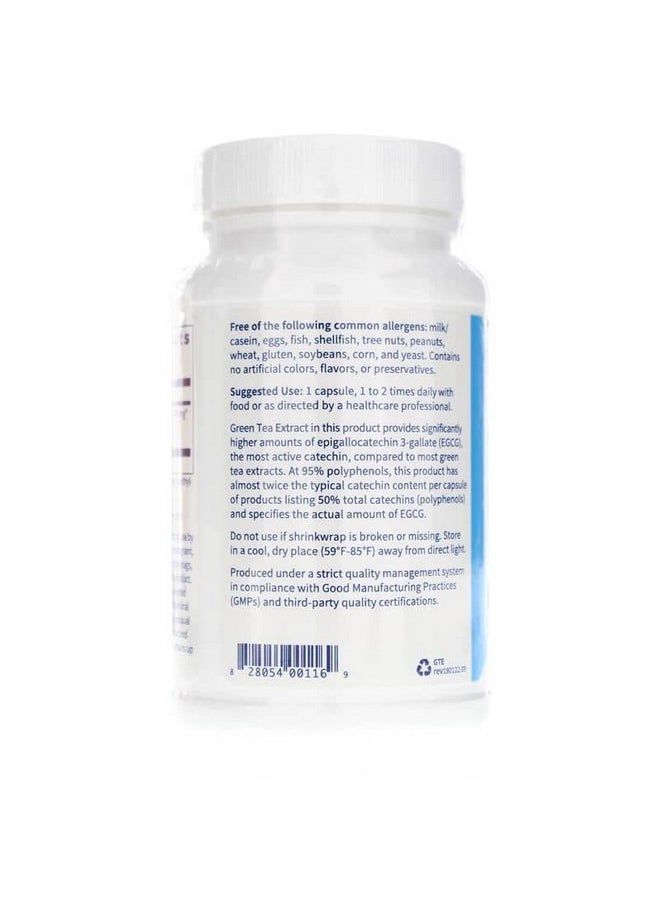 Klaire Labs - Green Tea Extract 500 Milligrams Green Tea Leaf Extract 95% Polyphenol Content 250 Milligrams Egcg (60 Vegetarian Capsules) - Image 1