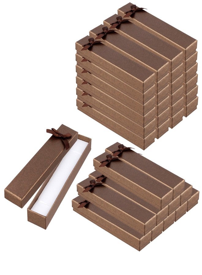 SINJEUN 36 PCS Empty Pen Gift Box, Brown Pen Boxes, Cardboard Pen Presentation Box with Bow Decor for Gift Birthday Souvenir Jewelry Display - Image 1