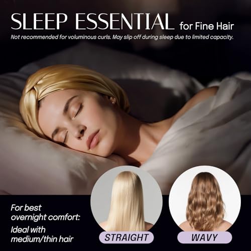 OLESILK Silk Bonnet for Sleeping Women: 100% Mulberry 22 Momme Silk, Adjustable Fit for Night Hair Care, No Frizz for Curls, RoyalBlue - Image 3