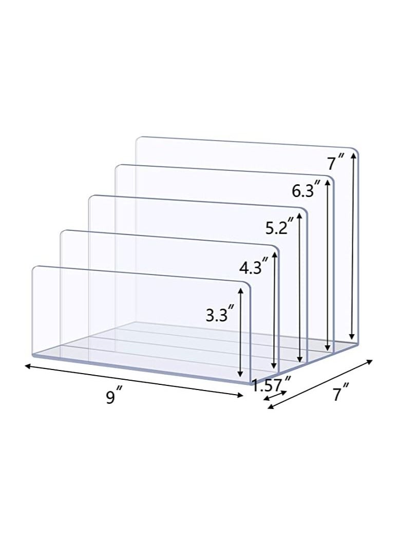 SMARTPOINTS File Organizer for Desk Mail Organizer Countertop 4-Section File Holder for Home Office Book Organizer Acrylic Desk Organizer for Letter Document Notebook Binder Purse Palette Clear  - Image 4