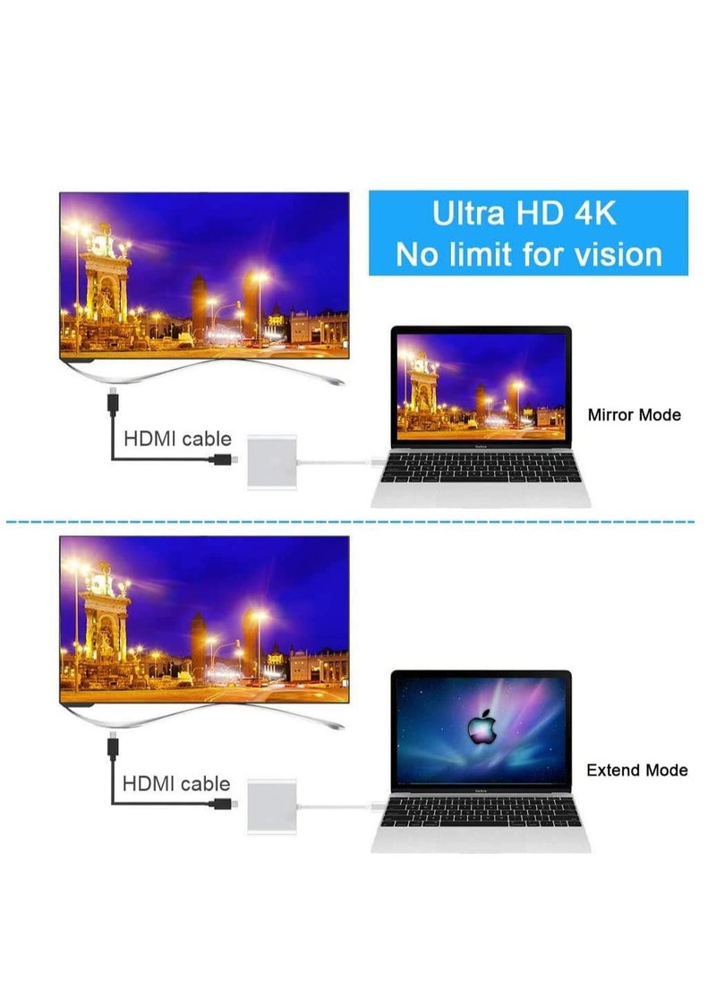 USB C to HDMI Multiport Adapter, 3 in 1 Type C Hub with Thunderbolt 3 to HDMI 4K/USB 3.0/Fast Charging Port, Android Digital AV Adapter for MacBook Pro, MacBook Air, Projector, Monitor – Compact, High-Speed Connectivity for Seamless Display & Data Transfer