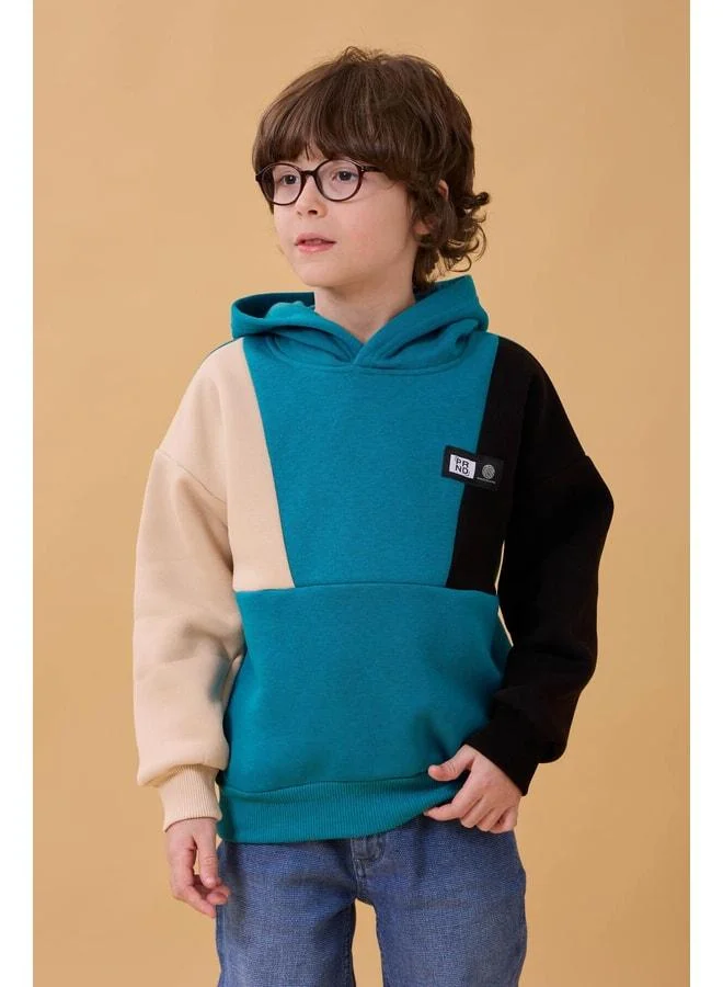 Perendi Boy Hooded Sectioned 3-String Sweatshirt