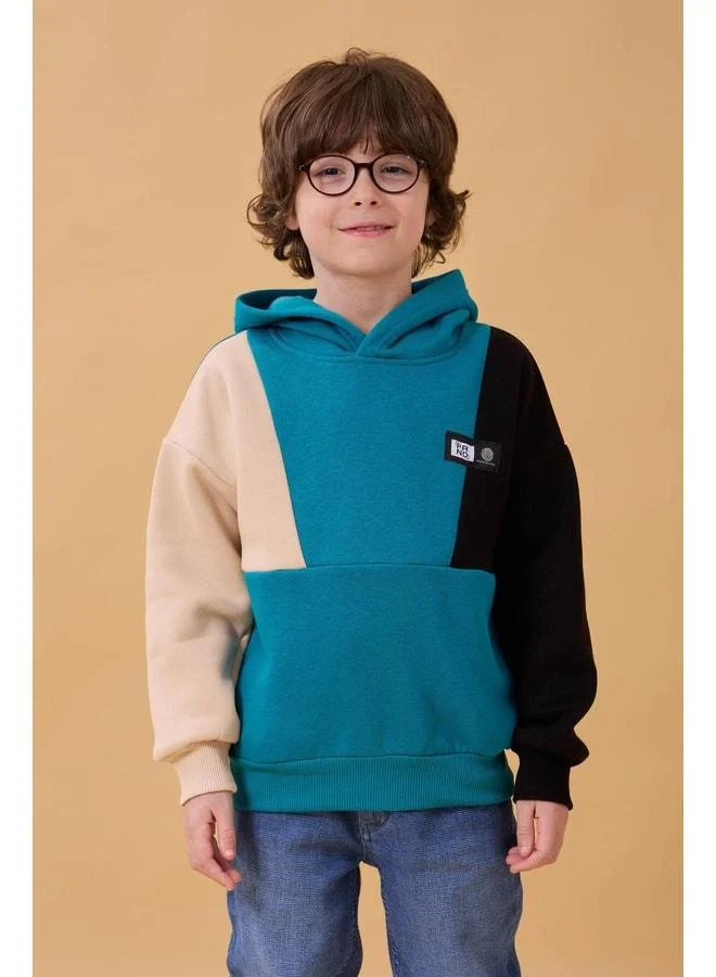 Perendi Boy Hooded Sectioned 3-String Sweatshirt