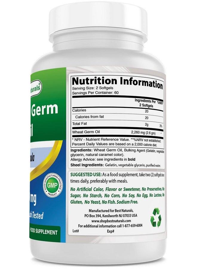 Best Naturals - Best Naturals Wheat Germ Oil 1130 mg 120 Softgels - Image 1