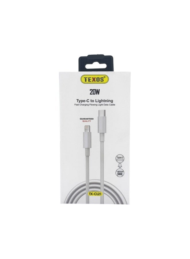 TEXOS CL-21 20W USB-C to Lightning Fast Charging Data Cable - Image 1