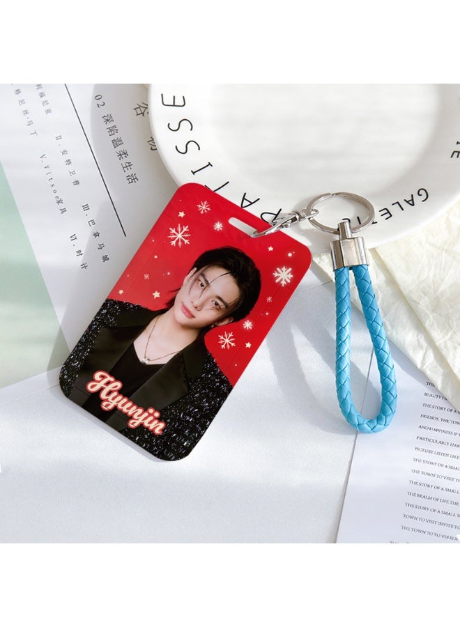NIBEMINENT 1 - Piece STRAYKIDS Kpop Photo Card Holder Pendant Key Chain ID Badge Holder ID Card Holder Photo Card Protector for School ID Office ID Access Card for Women Girls