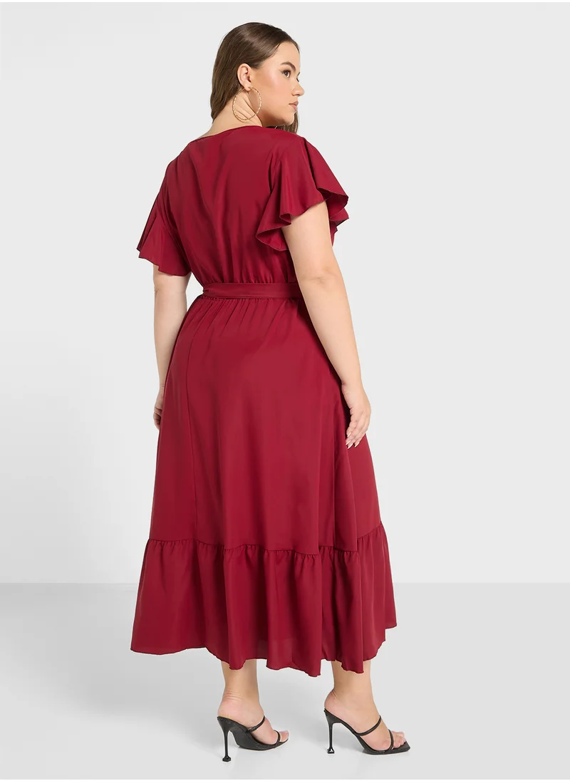 Ginger Plus A Line Tiered Hem Dress