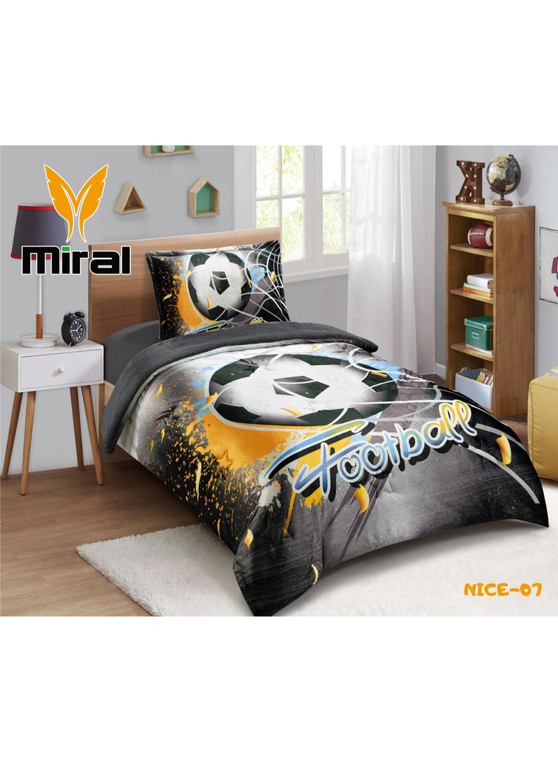 Miral Luxury Winter Comforter Set, Soft Velvet Face & Warm Fur Face, 3 Pcs - Cartoon Prints - Duvet Size 160x210 cm - Image 1