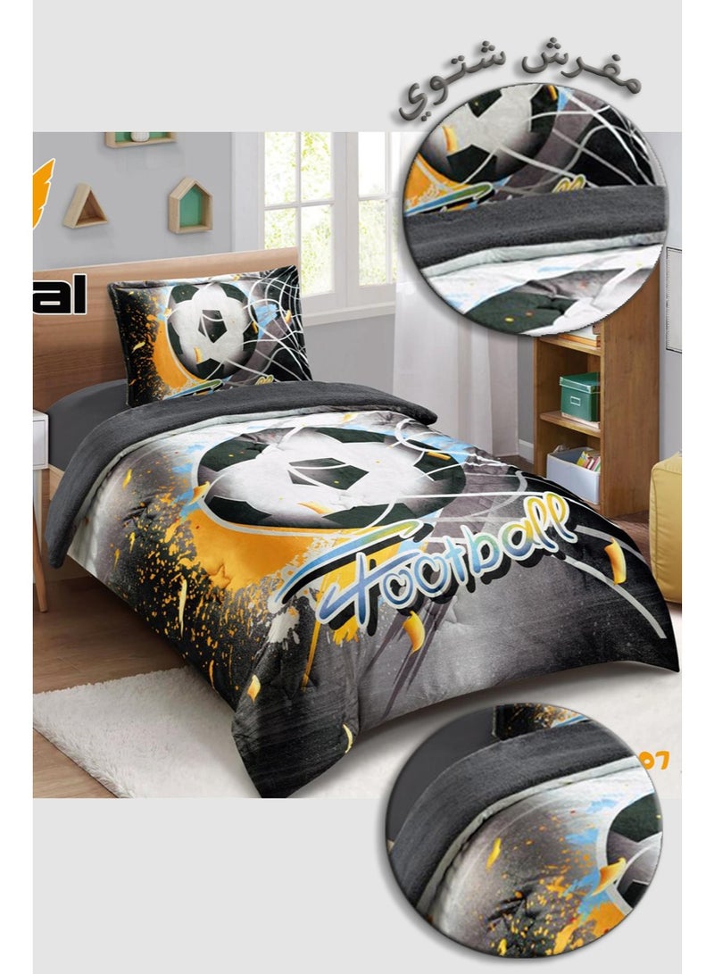 Miral Luxury Winter Comforter Set, Soft Velvet Face & Warm Fur Face, 3 Pcs - Cartoon Prints - Duvet Size 160x210 cm - Image 3