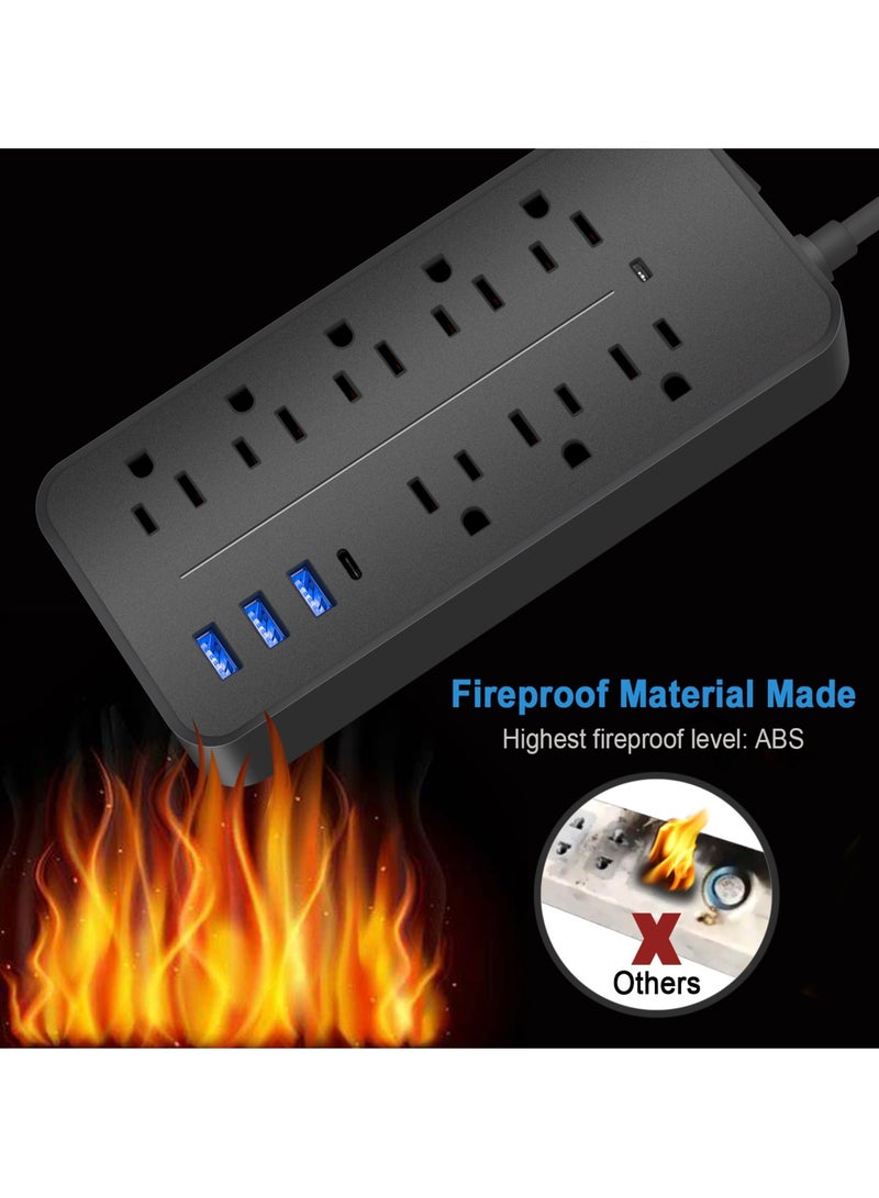 AROAQ Smart Power Strip with Overload Protection Anti-Lightning Surge Protection 6 Outlets 3 USB Ports and Type-C Port - Image 2