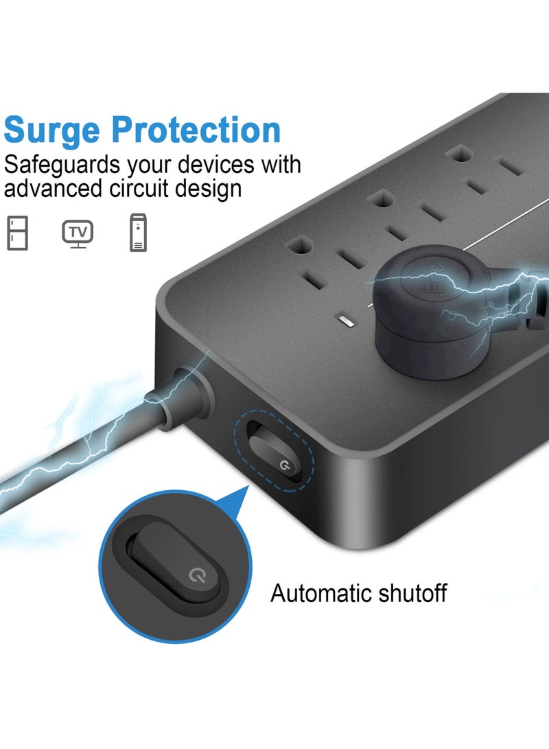 AROAQ Smart Power Strip with Overload Protection Anti-Lightning Surge Protection 6 Outlets 3 USB Ports and Type-C Port - Image 3