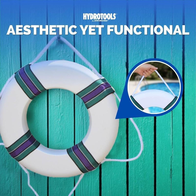 SWIMLINE HYDROTOOLS Life Preserver Ring Pool Buoy |Soft Foam Personalized Life Ring | 18" Diameter | Dual-Use Life Safety Decoration | Includes Life Preserver Surround Rope | Lightweight & Durable - Image 5