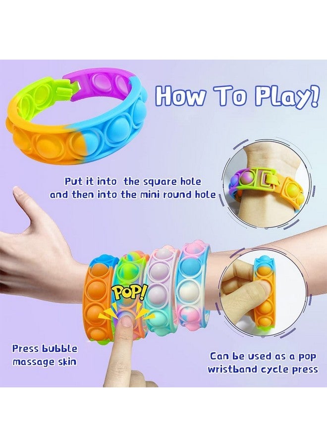 VGRASSP Pop It Fidget Sensory Toys, Stress Relief Silicone Pressure Relieving, Squeeze Novelty Gifts for Kids Children Adults - Color As Per Stock (Hand Band - Pack of 2) - Image 2