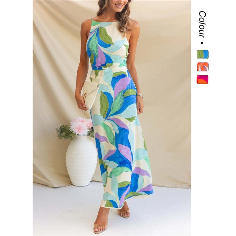 Women's Abstract Print Sleeveless Long Dress 2025 - Image 1