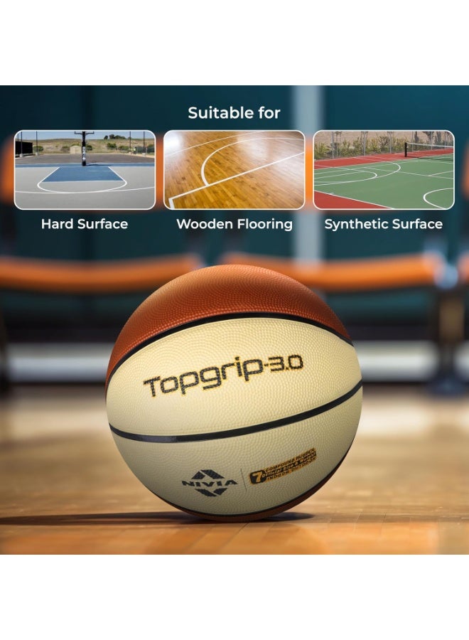نيفيا كرة سلة نيفيا مقاس 7 – قبضة قوية، سطح محبب عالي المتانة، مناسبة للملاعب الداخلية والخارجية، غطاء مركب مطاطي، كرة رسمية للمباريات - Image 2