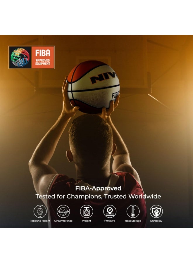 نيفيا كرة سلة نيفيا مقاس 7 – قبضة قوية، سطح محبب عالي المتانة، مناسبة للملاعب الداخلية والخارجية، غطاء مركب مطاطي، كرة رسمية للمباريات - Image 4