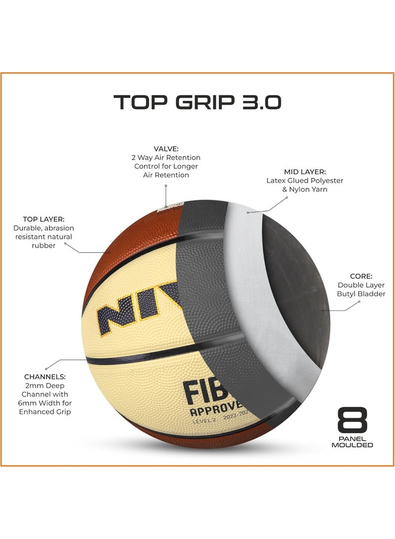 نيفيا كرة سلة نيفيا مقاس 7 – قبضة قوية، سطح محبب عالي المتانة، مناسبة للملاعب الداخلية والخارجية، غطاء مركب مطاطي، كرة رسمية للمباريات - Image 5