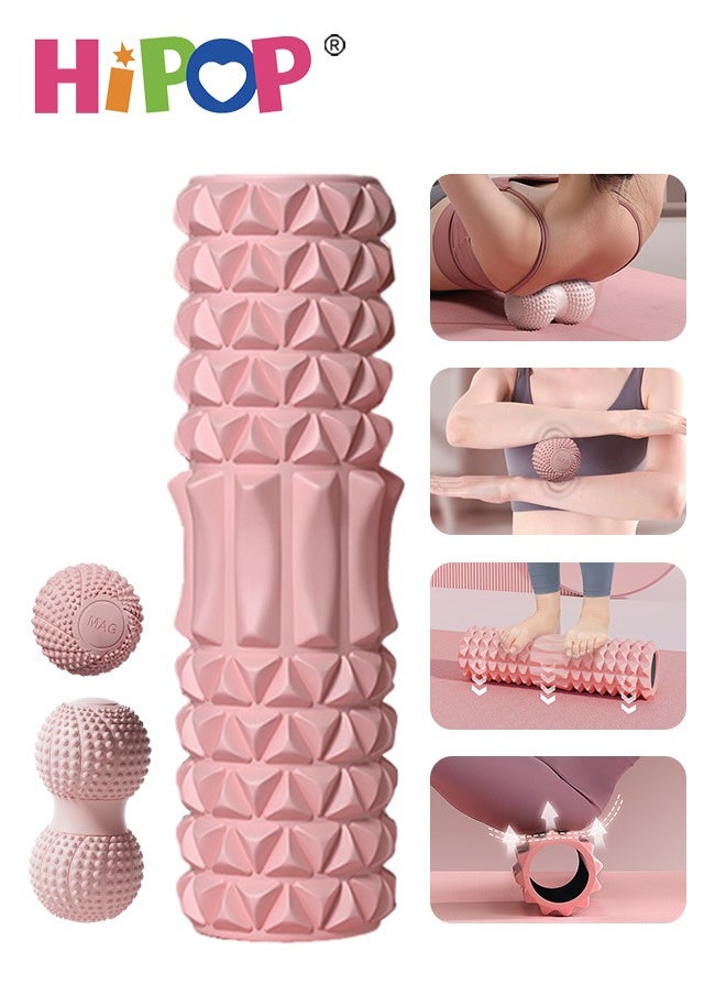 HIPOP Foam Roller Set, Fitness Foam Roller Set With Muscle Roller Stick And Massage Balls, Peanut Massage Ball for Deep Tissue Muscle Massage, Physical Therapy Pain Relief and Body Release  - Image 1