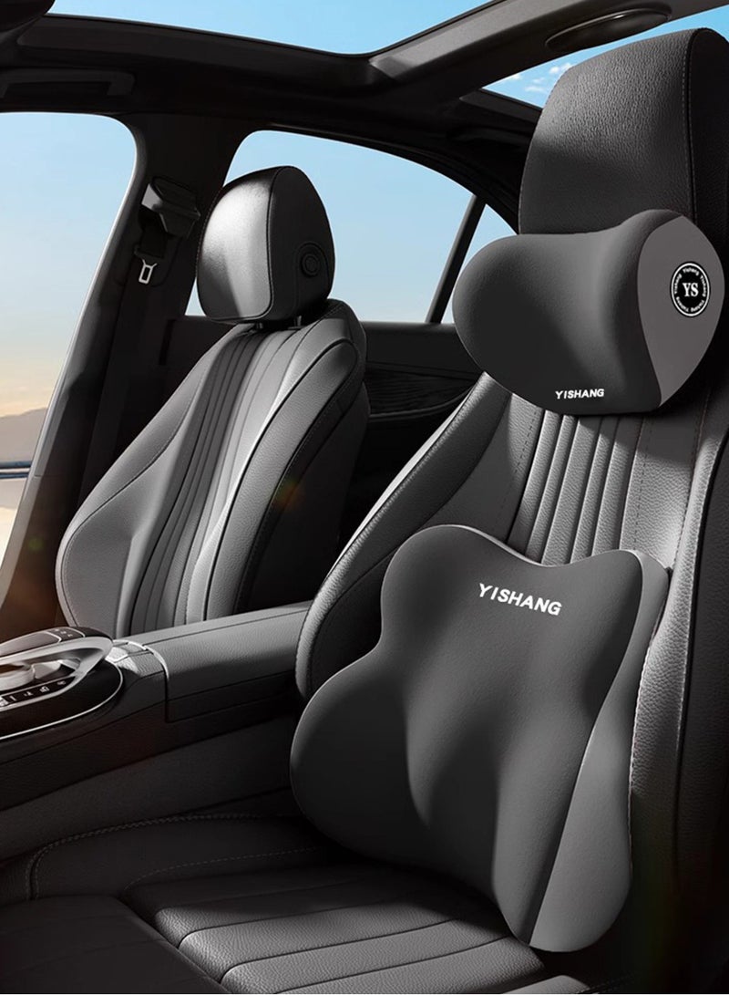 وسادة مسند رأس السيارة القطنية والمريحة المصنوعة من إسفنج الذاكرة - وسادة دعم للرقبة والظهر للسيارة وكرسي المكتب وراحة المنزل. - Image 1