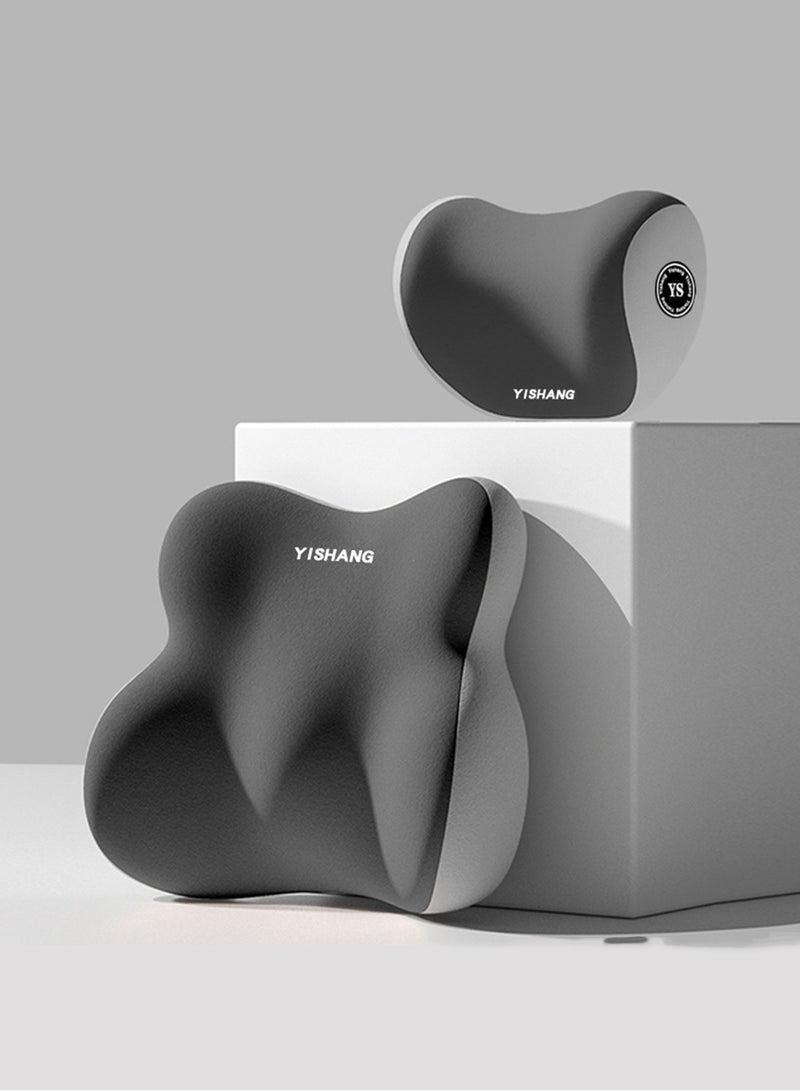 وسادة مسند رأس السيارة القطنية والمريحة المصنوعة من إسفنج الذاكرة - وسادة دعم للرقبة والظهر للسيارة وكرسي المكتب وراحة المنزل. - Image 4