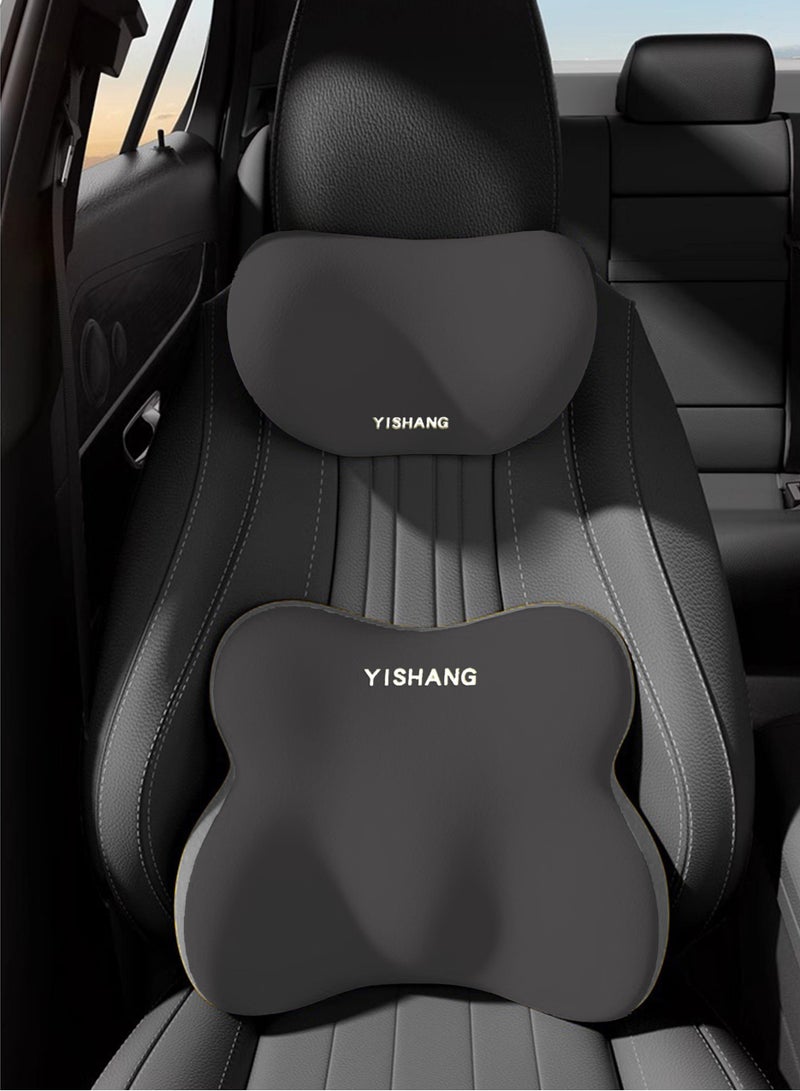 وسادة مسند رأس السيارة القطنية والمريحة المصنوعة من إسفنج الذاكرة - وسادة دعم للرقبة والظهر للسيارة وكرسي المكتب وراحة المنزل. - Image 3