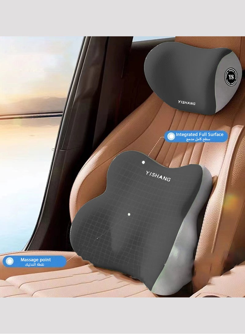 وسادة مسند رأس السيارة القطنية والمريحة المصنوعة من إسفنج الذاكرة - وسادة دعم للرقبة والظهر للسيارة وكرسي المكتب وراحة المنزل. - Image 2