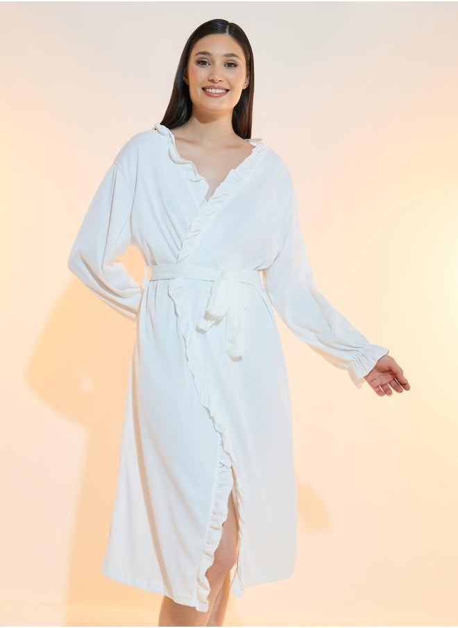 Styli Ruffled Edge Belted Robe  - Image 2